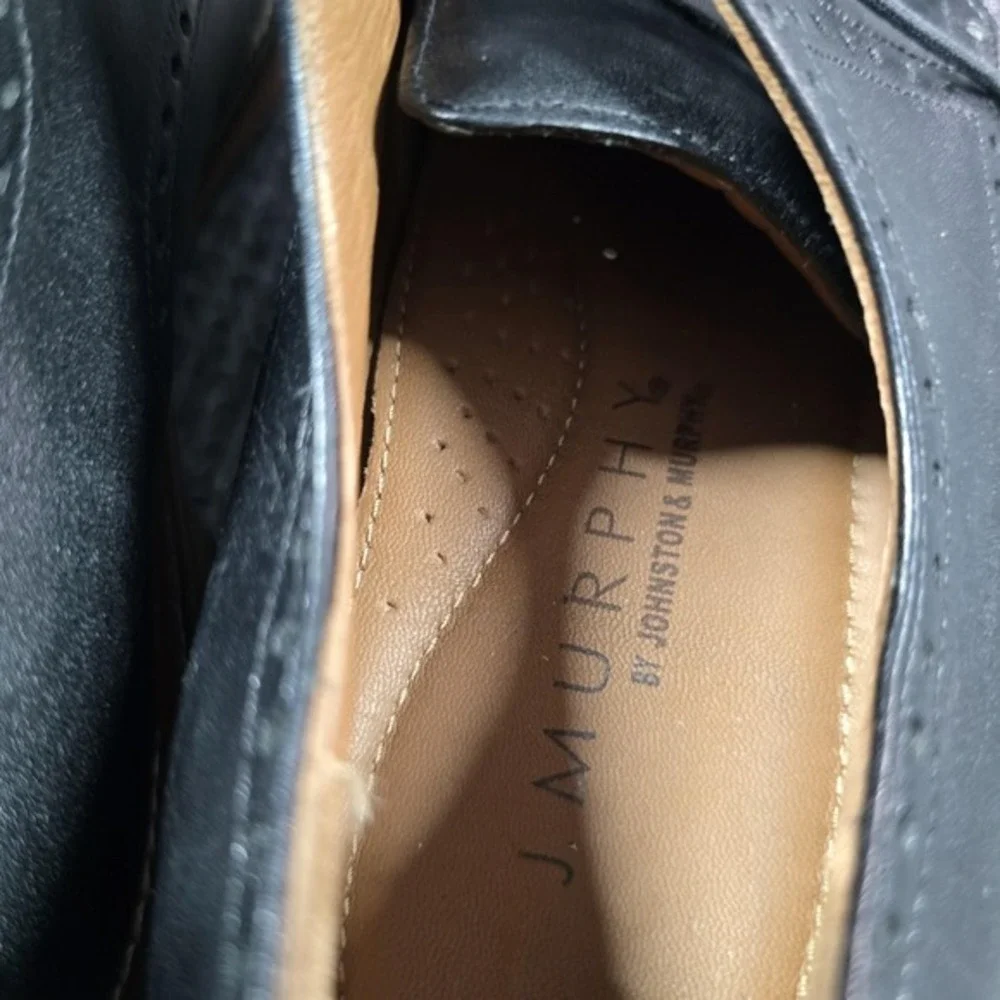 Johnston‎ & Murphy Shoes Mens Size 9.5 M Black Leather Derby J. Murphy Dress